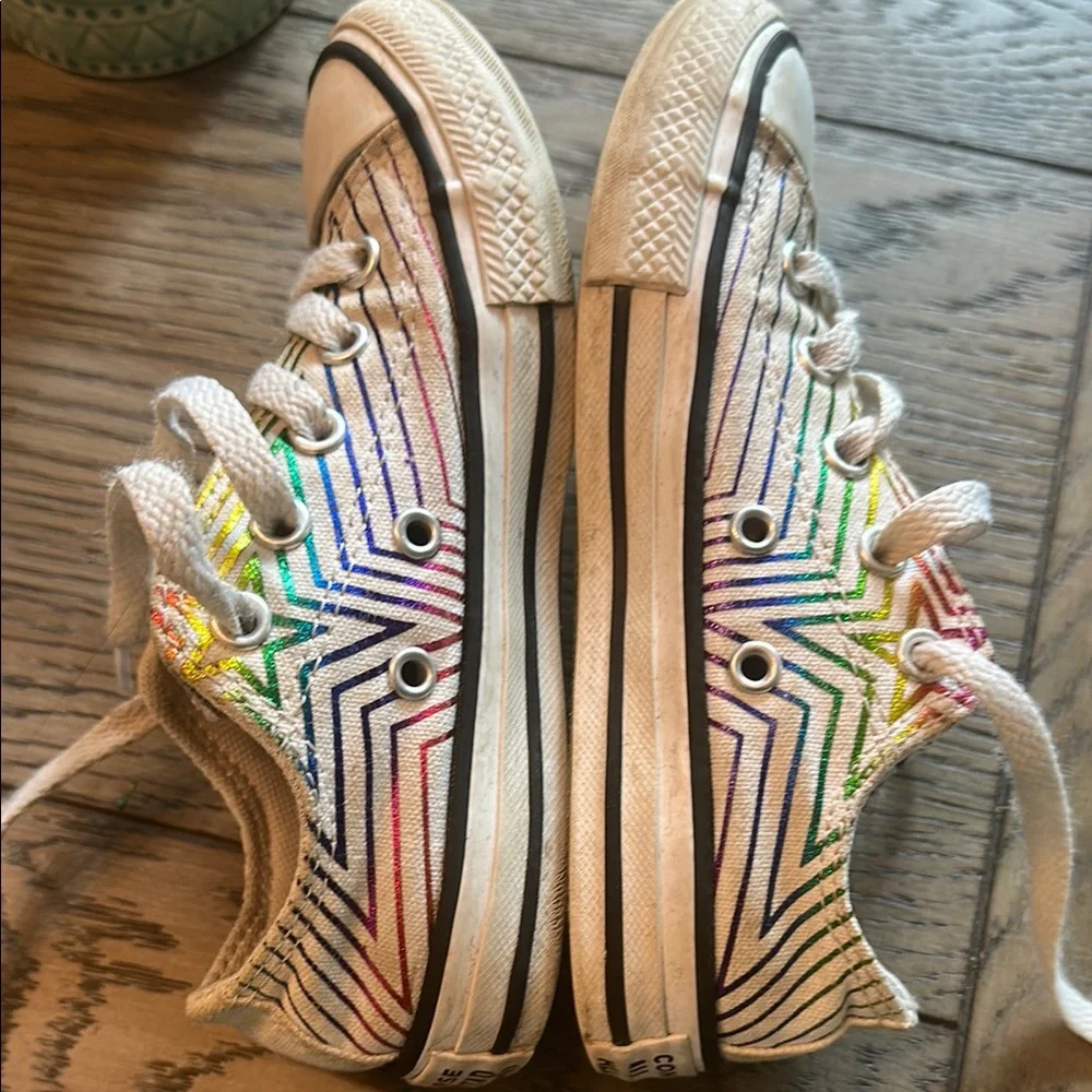 Converse Kids' White and Multicolor Stripe Sneakers